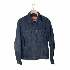Levi’s Trucker Denim Black Distressed Jacket Sz L